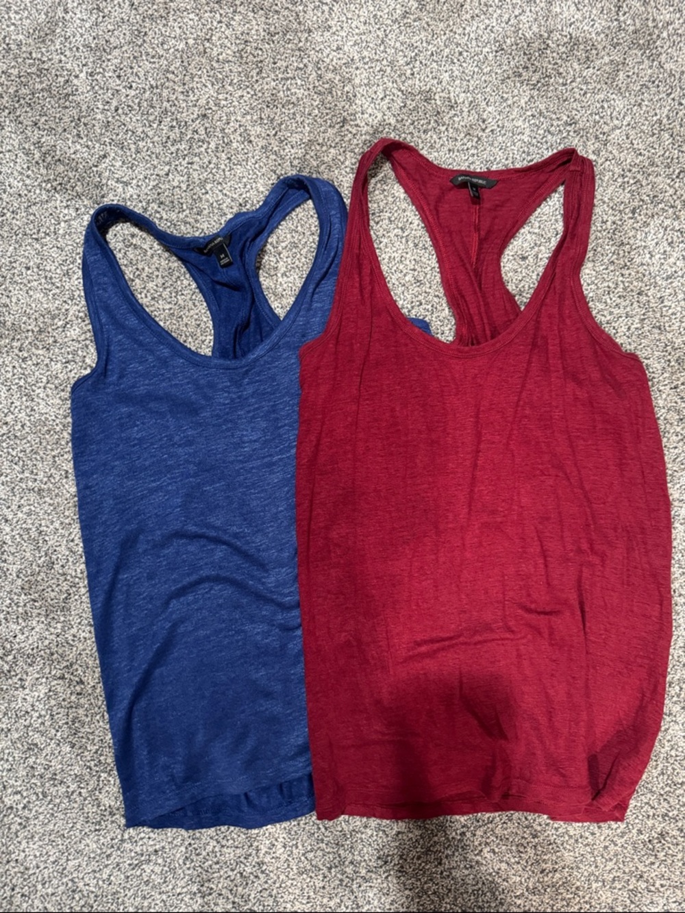 Banana Republic Blue and Burgundy Racerback Tank Tops